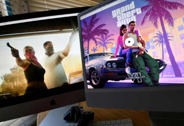Photo d'illustration montrant la bande-annonce du jeau vidéo "Grand Theft Auto VI" (GTA VI) de Rockstar Games, à Los Angeles (Californie), aux Etats-Unis, le 5 décembre 2023