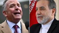 L'envoyé américain pour le Moyen-Orient Steve Witkoff (à gauche), le 6 mars 2025 à la Maison Blanche, et le ministre des Affaires étrangères iranien Abbas Araghchi, le 7 mars 2025 à Jeddah
