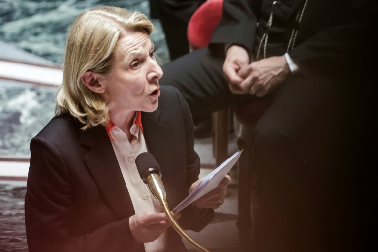 La ministre française de la Culture, Catherine Pegard, s'exprime lors d'une séance de questions au gouvernement à l'Assemblée nationale, à Paris, le 28 avril 2026