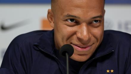 Le footballeur Kylian Mbappé lors d'une conférence de presse à la veille du match contre l'Ukraine pour les qualifications au Mondial-2026, le 4 septembre 2025 à Wroclaw, en Pologne