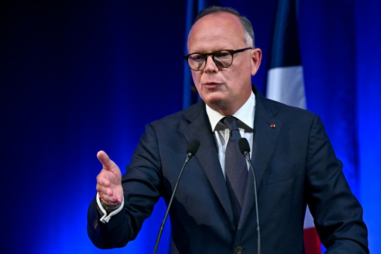 Édouard Philippe, président du parti Horizons, maire du Havre et candidat à l'élection présidentielle de 2027, lors d'un meeting à Reims, le 10 mai 2026