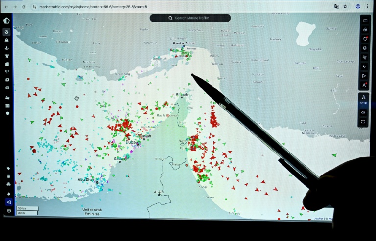 Le trafic naval dans le détroit d'Ormuz, sur le site Marinetraffic, le 4 mars 2026. 