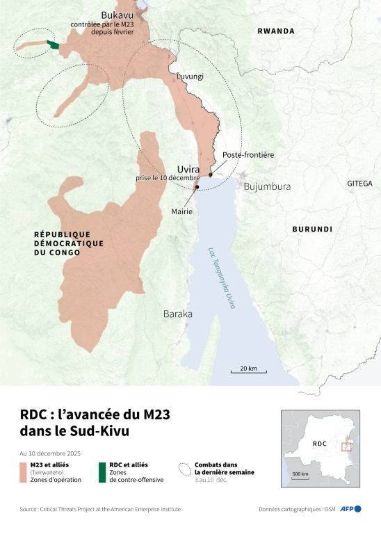 RDC : l'avancée du M23 dans le Sud-Kivu