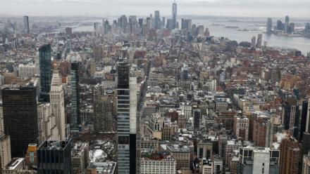 Le sud de l'île de Manhattan, photographié depuis le sommet de l'Empire State Building, le 3 mars 2026