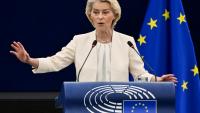 La présidente de la Commission européenne Ursula von der Leyen s'exprime devant le Parlement européen à Strasbourg le 16 septembre 2026 