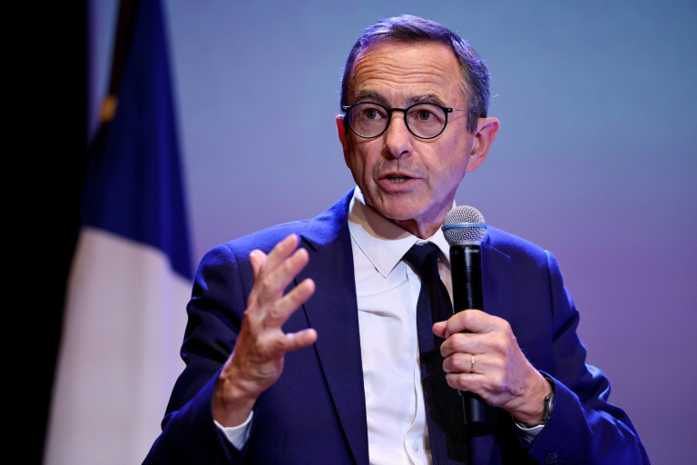 Bruno Retailleau, président des Républicains (LR) et candidat àla présidentielle de 2027, le 31 août 2026 à Boulogne-Billancourt, près de Paris