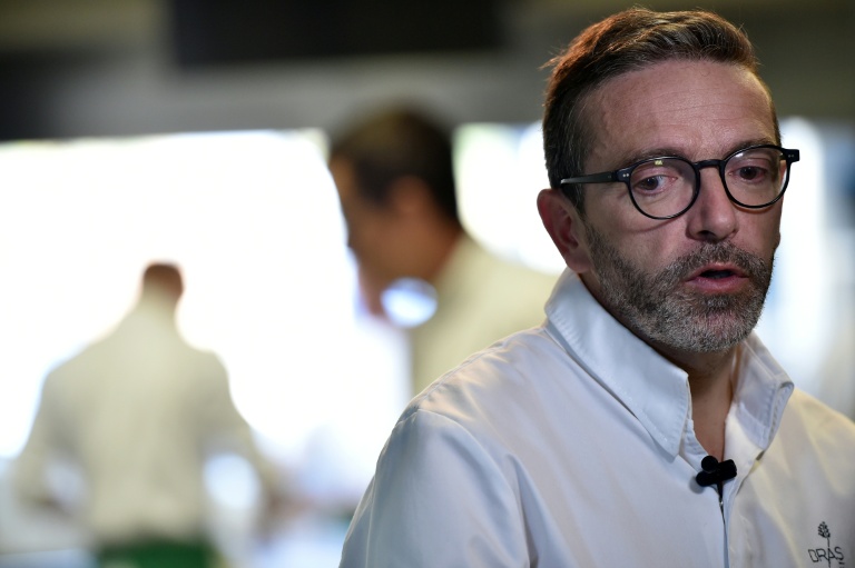 Le chef Sébastien Bras dans son restaurant Le Suquet à Laguiole (Aveyron) le 21 septembre 2017