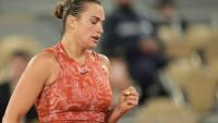 La Bélarusse Aryna Sabalenka lors de son match de 3e tour face à l'Espagnole Paula Badosa, le 1er juin 2024 à Roland-Garros