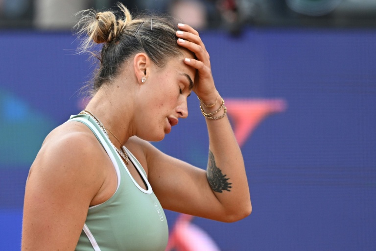 La Bélarusse Aryna Sabalenka, en difficulté lors du tournoi de Rome, le 9 mai 2026  