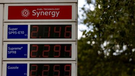 Un panneau affiche les prix de l'essence dans une station-service à Paris, le 9 septembre 2026