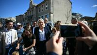 La candidate RN à la présidence de la République, Marine Le Pen, à Pomas le 18 septembre 2026