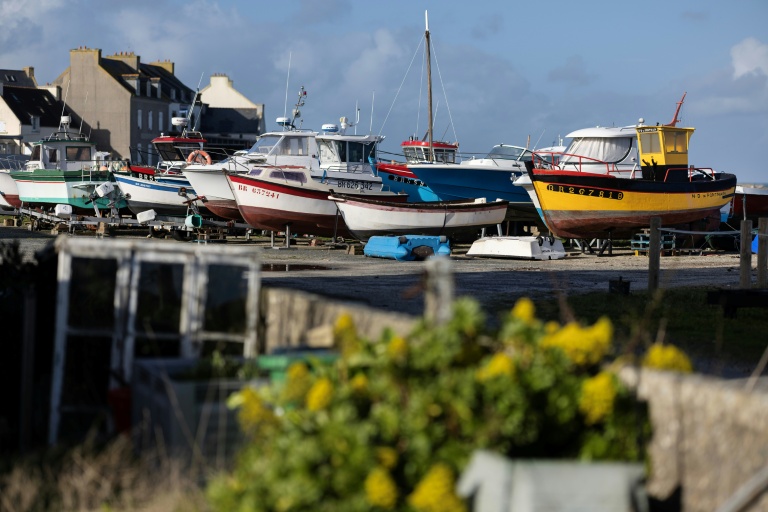 Des bateaux de pêche dans le port de l'île de Molène, dans le Finistère, le 3 février 2026 
