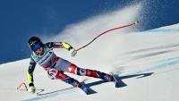 La Française Romane Miradoli lors du super-G de Saint-Moritz (Suisse), le 14 décembre 2025