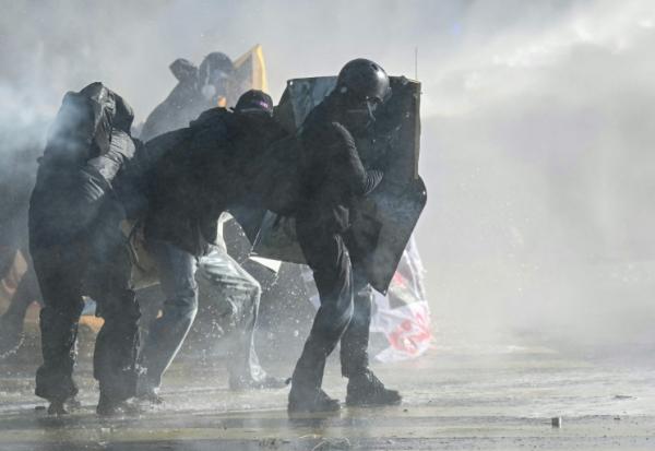 Lors de la manifestation "No-G7" à Genève, le 14 juin 2026