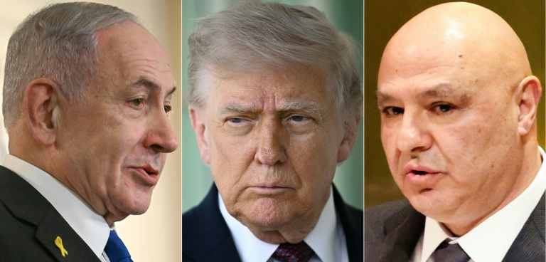 Combinaison de photos réalisé le 16 avril 2026 montrant, de g. à d., le Premier ministre israélien Benjamin Netanyahu à Washington, le 29 septembre 2025, le président américain Donald Trump à Washington, le 13 avril 2026, et le président libanais Joseph Aoun à New York, le 23 septembre 2025