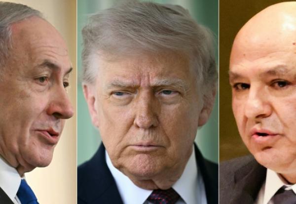 Combinaison de photos réalisé le 16 avril 2026 montrant, de g. à d., le Premier ministre israélien Benjamin Netanyahu à Washington, le 29 septembre 2025, le président américain Donald Trump à Washington, le 13 avril 2026, et le président libanais Joseph Aoun à New York, le 23 septembre 2025