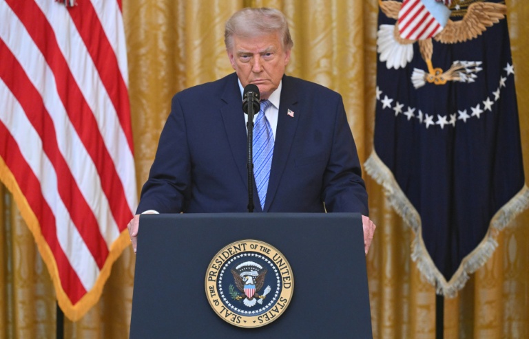 Le président américain Donald Trump s'adresse à la nation depuis la Salle Est de la Maison Blanche, à Washington, le 16 juillet 2026 