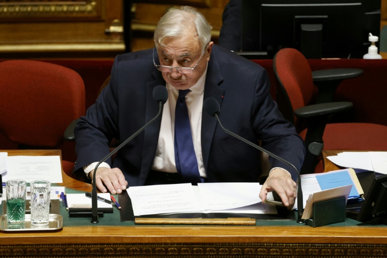 Le président LR du Sénat Gérard Larcher lors d'une session parlementaire le 23 janvier 2025 à Paris