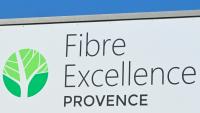 Le logo de l'usine Fibre Excellence de Tarascon dans les Bouches-du-Rhône, le 29 juillet 2026
