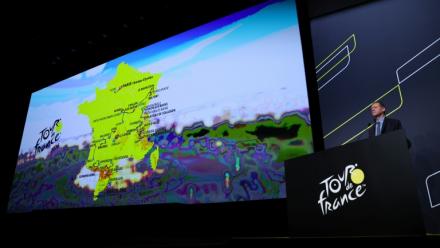 Le directeur du Tour de France Christian Prudhomme présente le parcours de l'édition 2026, le 23 octobre 2025 à Paris