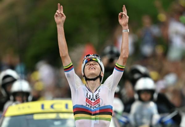Le Slovène Tadej Pogacar à l'arrivée de la 6e étape du Tour de France, le 9 juillet 2026 à Gavarnie-Gèdre