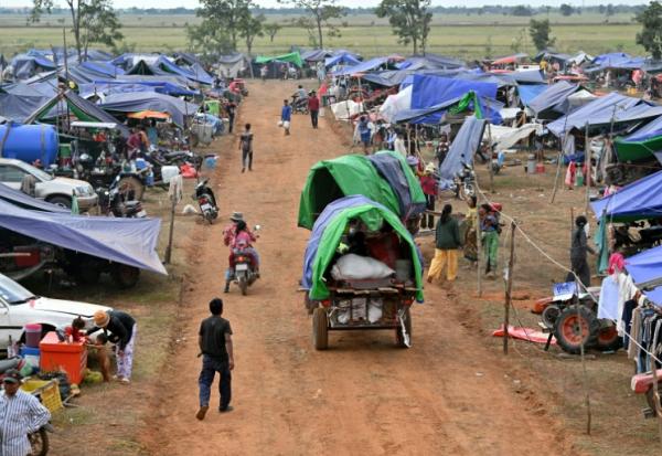 Un camp de déplacés dans la la province d'Oddar Meanchey au Cambodge, le 11 décembre 2025