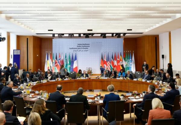 Vue générale de la troisième conférence internationale sur le Soudan, au ministère des Affaires étrangères allemand à Berlin, le 15 avril 2026