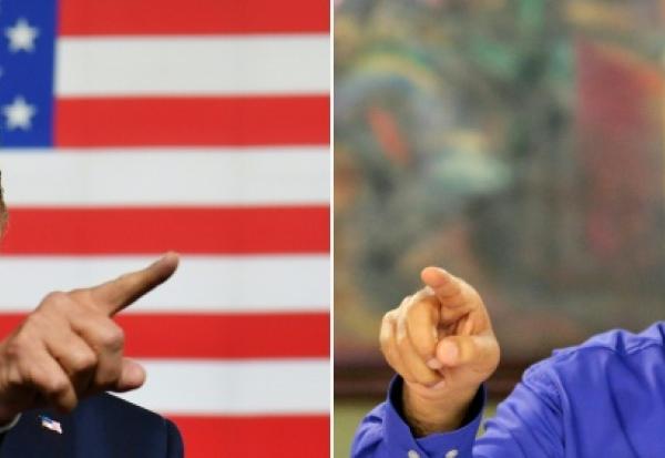 Combo réalisé en 2019 de portraits de Donald Trump (g) et Nicolas Maduro