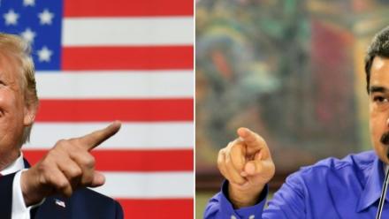 Combo réalisé en 2019 de portraits de Donald Trump (g) et Nicolas Maduro