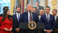Le président américain Donald Trump s'exprime dans le bureau ovale de la Maison Blanche à Washington, le 2 septembre 2025