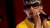 Le rappeur américain D4vd en concert au festival Coachella, en Californie, le 20 avril 2025