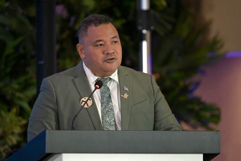 Le ministre du Climat des Tuvalu, Maina Talia, lors de la Conférence internationale sur la transition juste vers l'abandon des combustibles fossiles à Santa Marta, en Colombie, le 29 avril 2026