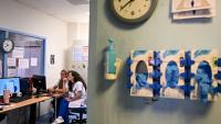 Les docteures Edme et Lormeau (d) travaillent sur un ordinateur au service des urgences pédiatriques du CHU de Montpellier, le 2 juin 2026 dans l'Hérault