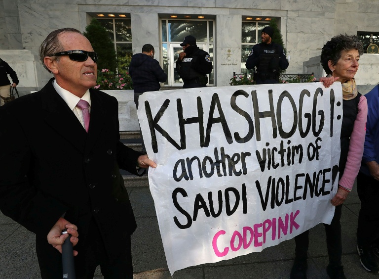 Manifestation devant l'ambassade d'Arabie Saoudite à Washington pour dénoncer l'assassinat du journaliste Jamal Khashoggi? le 25 octobre 2018