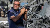 Le photographe de l'AFP Mohammed Abed à Rafah (Gaza) le 31 octobre 2023