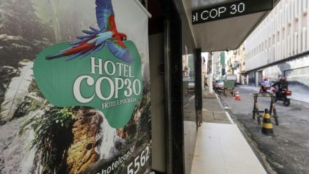 L'"Hôtel COP30" à Belem, dans l'Etat de Para, le 25 août 2025 au Brésil