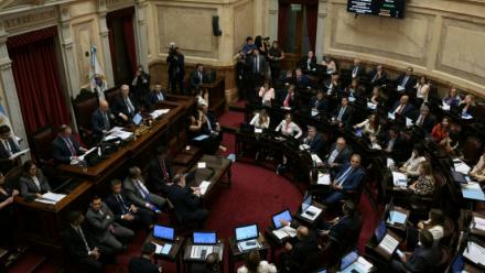 Des parlementaires après le vote d'approbation de l'accord de libre-échange entre l'UE et le Mercosur au Parlement argentin, le 26 février 2026