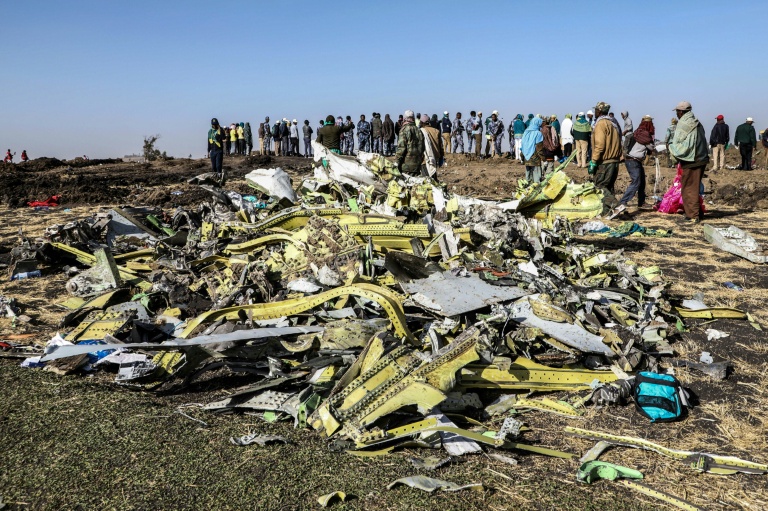 Le site du crash d'un Boeing 737 MAX 8 de la compagnie Ethiopian Airlines, à Hama Quntushele (Ethiopie) le 15 mars 2019