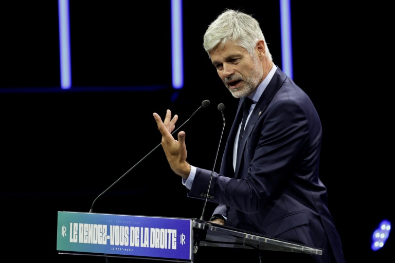 Le chef des députés LR, Laurent Wauquiez, lors de l'Université d'été du parti à Port-Marly, dans les Yvelines, le 6 septembre 2025
