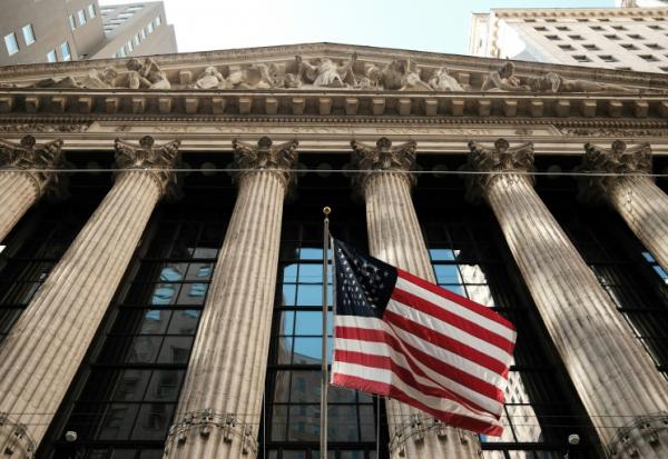 Façade de la Bourse de New York, le 8 avril 2026