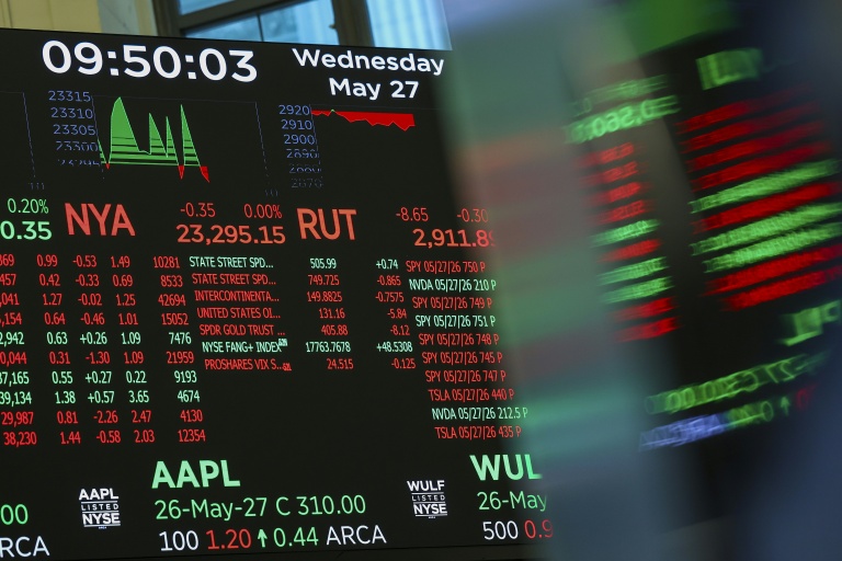 Un écran à la Bourse de New York, le 37 mai 2026