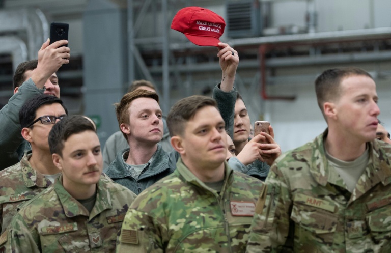 Des soldats à la base de l'armée américaine de Ramstein en Allemagne le 27 décembre 2018 