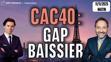 CAC40 : Gap BAISSIER en résistance - 100 % Marchés - 11/11/2025 - M